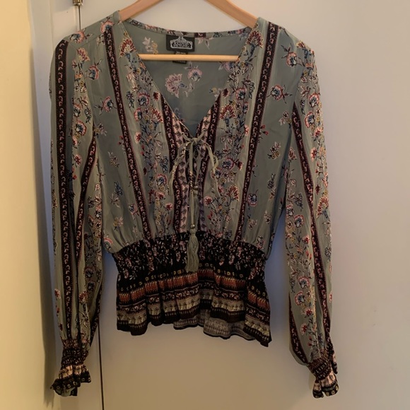 Angie Front Tie Blouse - Picture 1 of 7